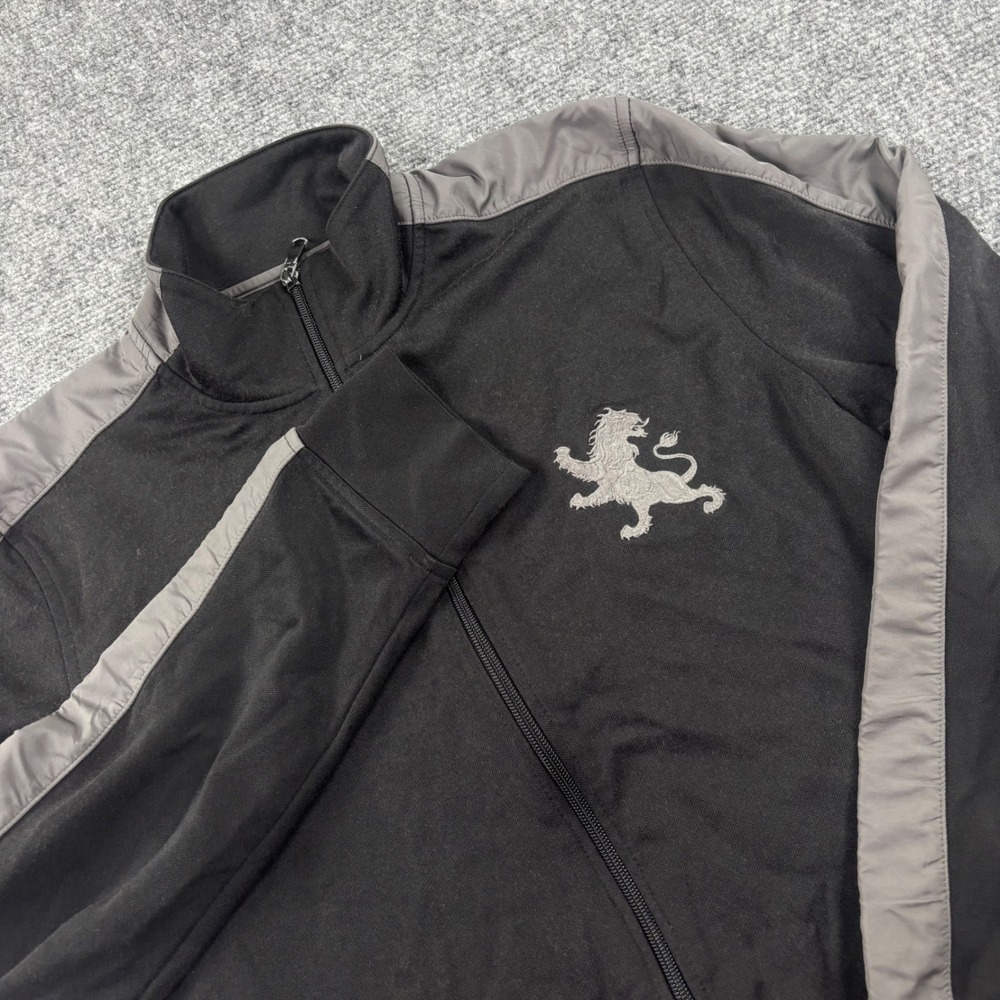 Express Track Jacket Medium Black Gray Lion Logo Long Sleeve Full Zip Men's